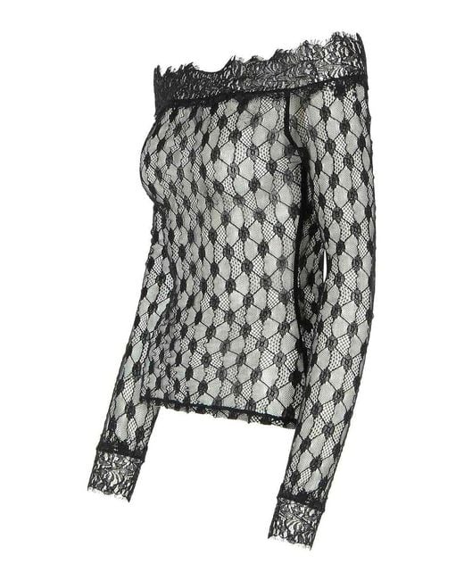 Isabel Marant Black Lace-Detailed Long-Sleeved Top