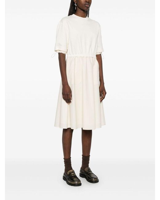 Moncler White Cotton Midi Dress