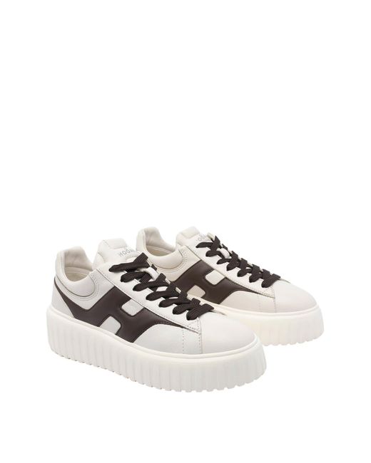 Hogan White H-Stripes Sneakers