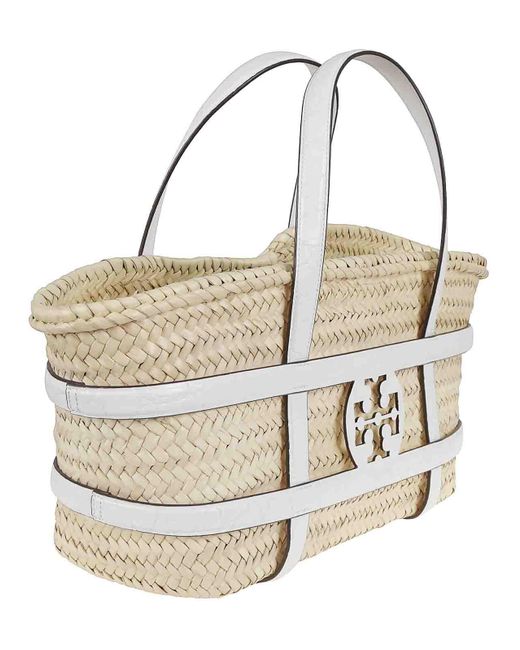 Tory Burch White Ella Straw Basket