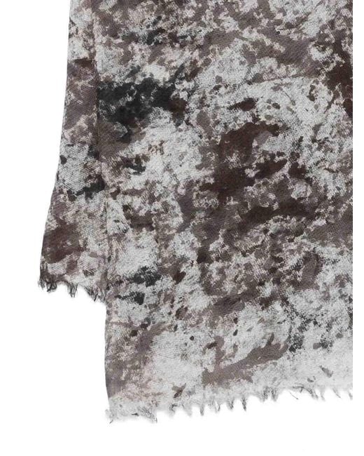 Avant Toi Gray Camouflage Effect Modal Linen Silk Scarf for men