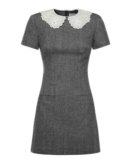 Self-Portrait Gray Wool Knit Mini Dress