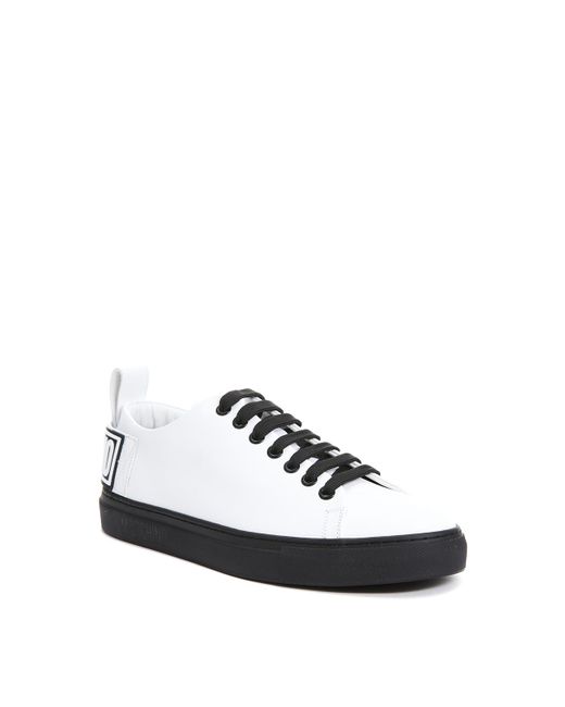 Moschino White Rear Rubber Logo Sneakers for men
