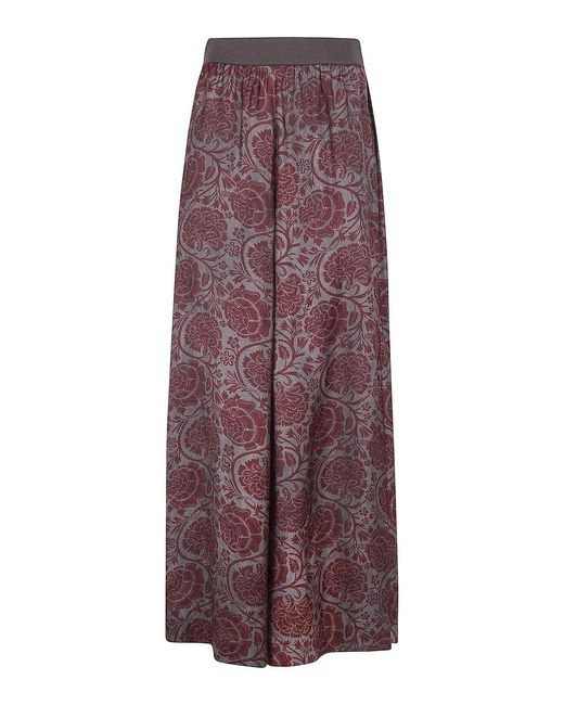 Uma Wang Purple Pansy Floral High Rise Wide Leg Trousers
