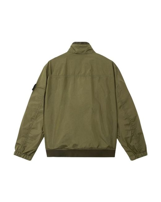 Stone Island Green Wool And Nylon Bomber Jacket for men