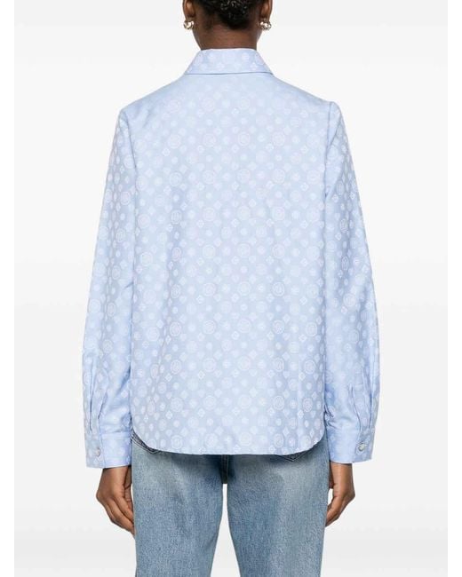 Casablanca Blue Monogram-Patterned Shirt