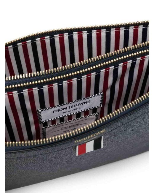 Thom Browne Black Logo-Print Leather Cross Body Bag