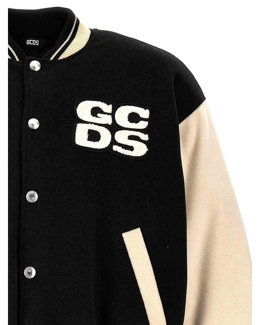 Gcds Black Two-Toned Long-Sleeved Bomber Jacket for men