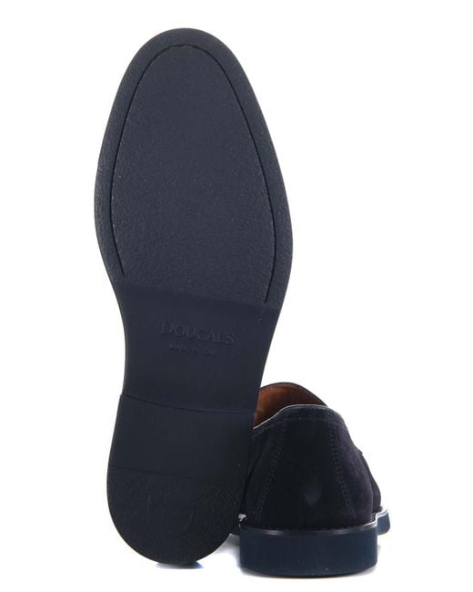 Doucal's Blue Doucals Suede Moccasins for men