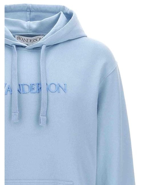 J.W. Anderson Blue Tone-On-Tone Embroidered Cotton Hoodie for men
