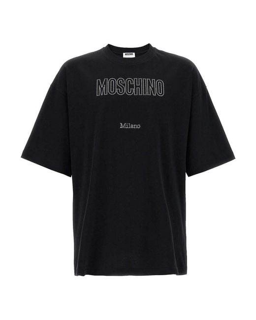 Moschino Black Rhinestone-Embellished T-Shirt for men