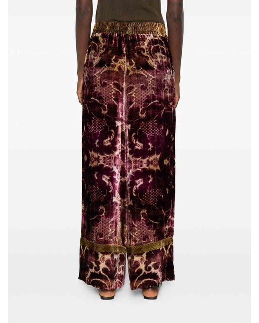 Pierre Louis Mascia Purple Velvet Wide-Leg Trousers