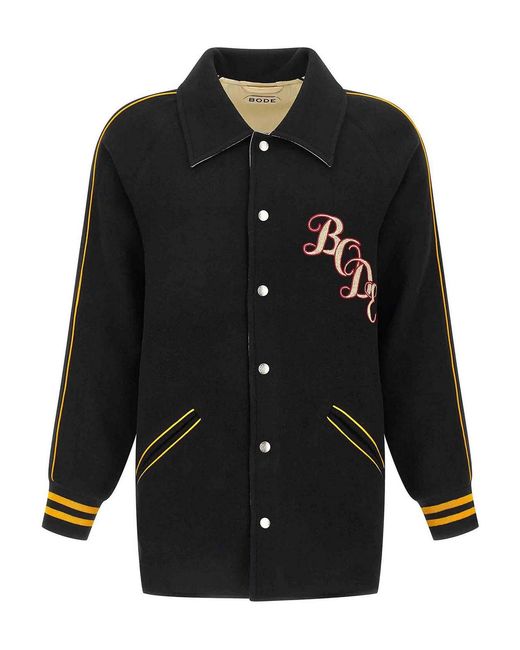 Bode Black 'Monogram Snap' Reversible Jacket for men