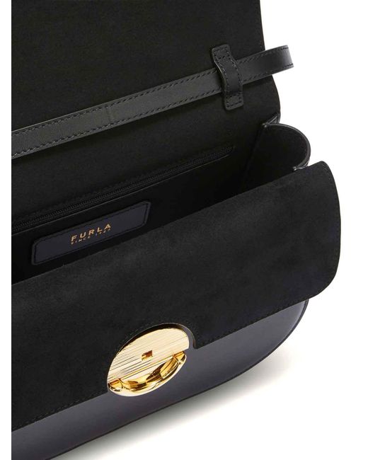 Furla Black Sfera Smooth Leather Shoulder Bag