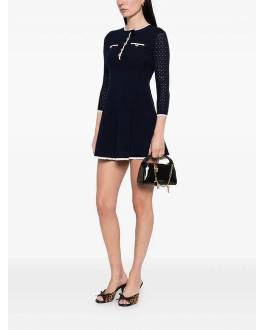 Self-Portrait Blue Bow Knit Mini Dress