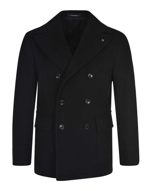 Tagliatore Black Tailors Overcoat Made Of Wool Blend for men