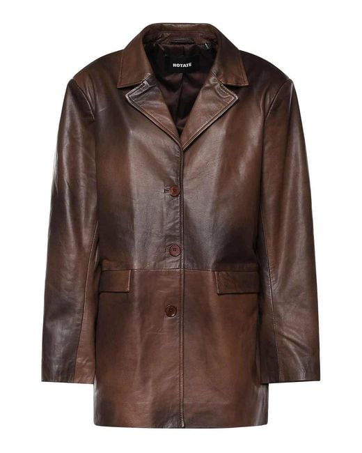 ROTATE BIRGER CHRISTENSEN Brown Leather Blazer