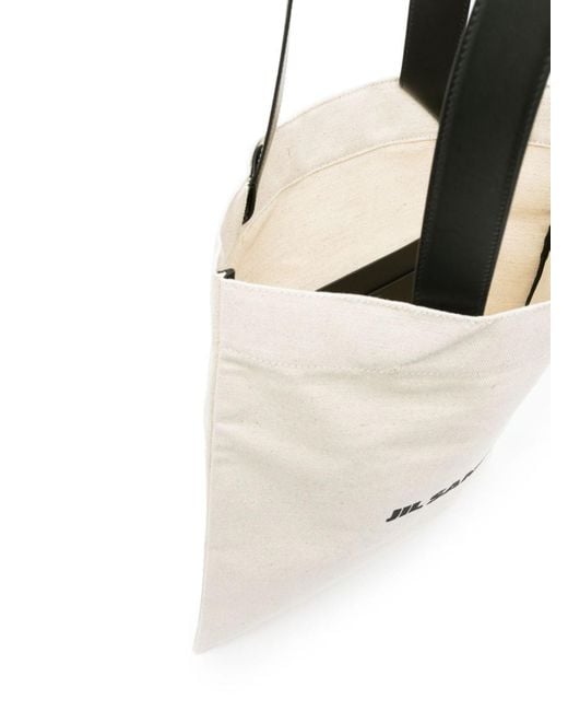 Jil Sander White Book Tote Linen Shopping Bag