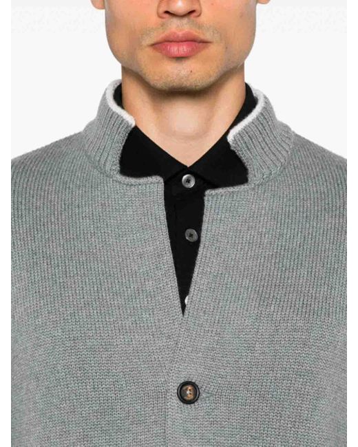Eleventy Gray Single Breasted Cardigan for men