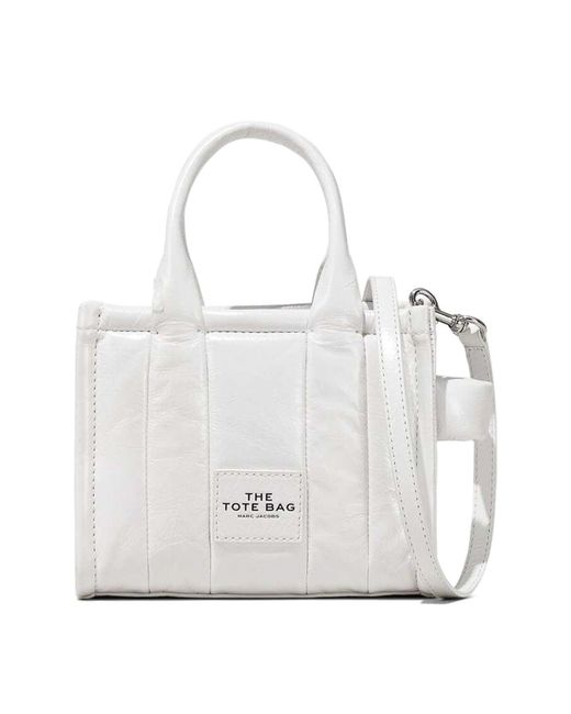 Marc Jacobs White Mini The Shiny Crinkle Tote Bag