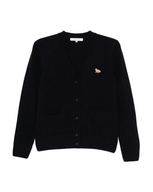Maison Kitsuné Black Baby Fox Wool Cardigan