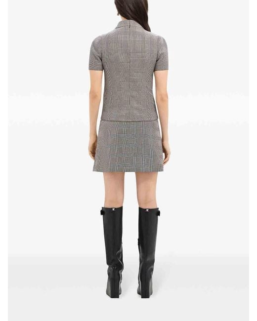 Courreges Gray Prince Of Wales-Pattern T-Shirt
