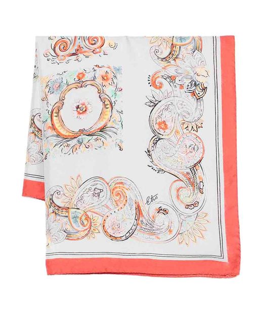 Etro Gray Patterned Silk Scarf