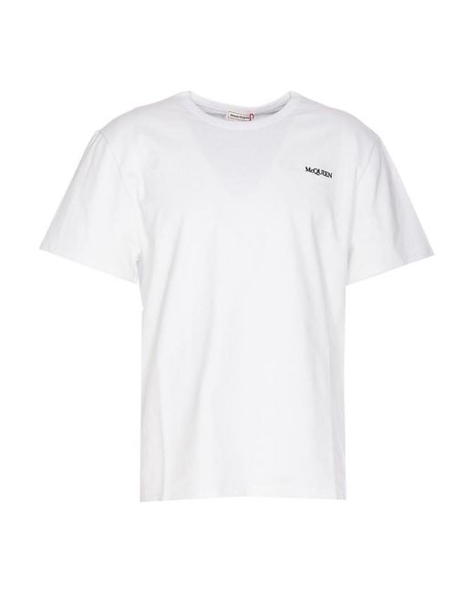 Alexander McQueen White Logo T-shirt Crewneck for men