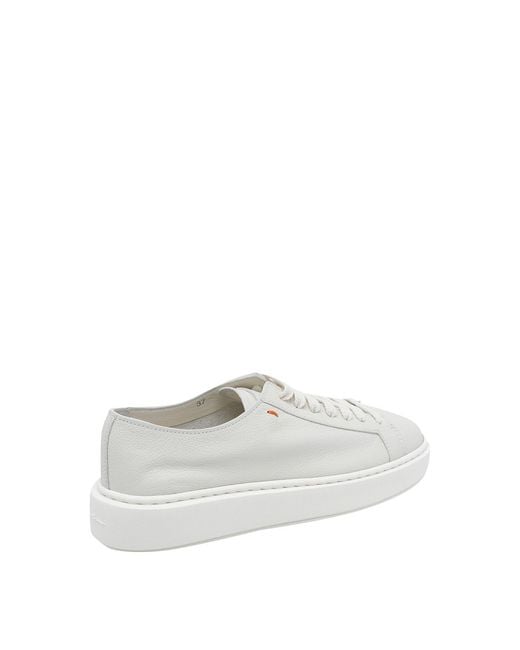 Santoni White Leather Sneakers