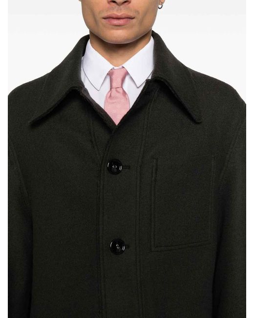 AMI Black Wool Shirt Jacket