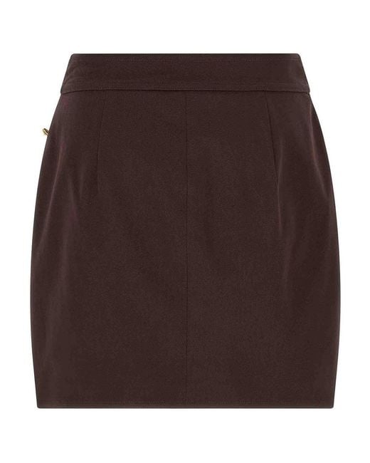 Elisabetta Franchi Brown Jewel Button Skirt