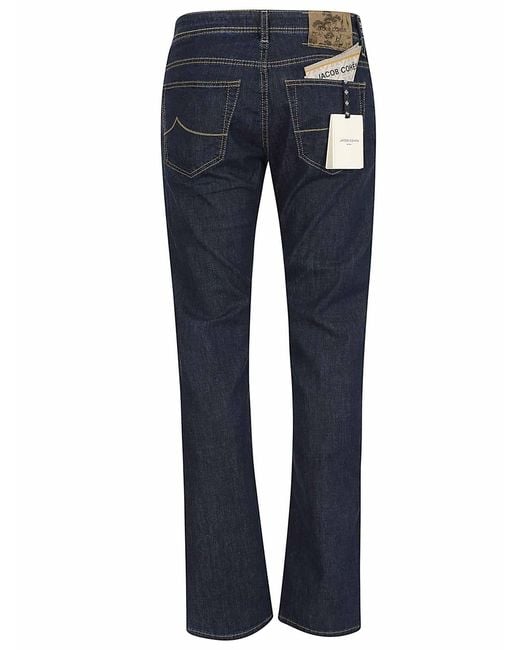Jacob Cohen Blue Pant 5 Pkt Slim Fit Bard Denim Str for men