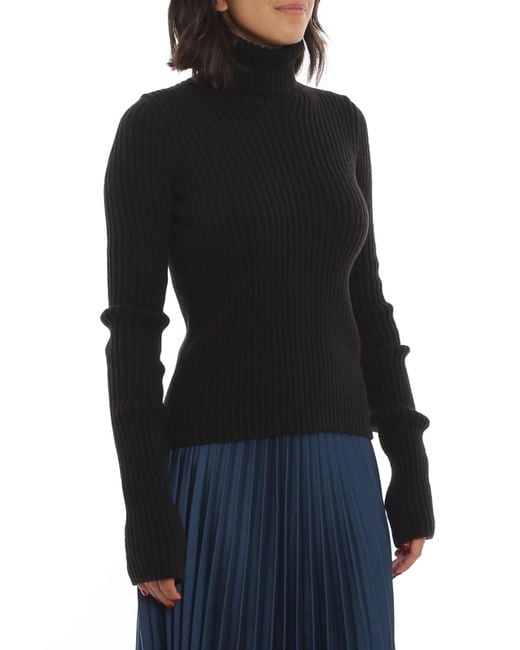 Bottega Veneta Black Stretch Wool Blend Turtleneck