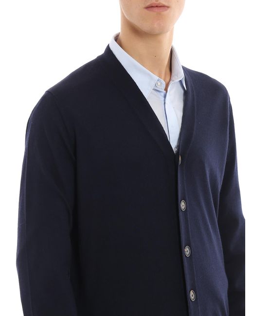 Brunello Cucinelli Blue Virgin Wool And Cashmere Cardigan for men