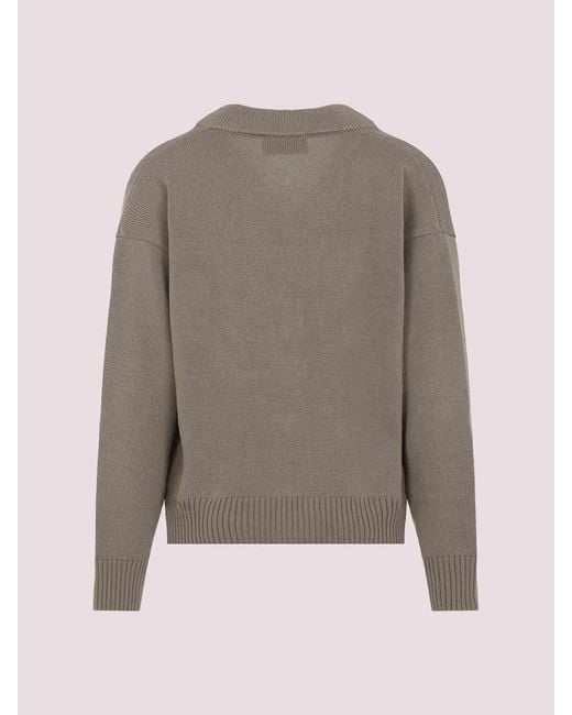 AMI Gray Wool Cardigan for men