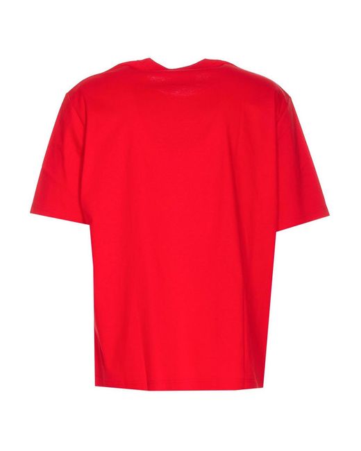 Lanvin Red Tee Round Neck Frontal Logo for men