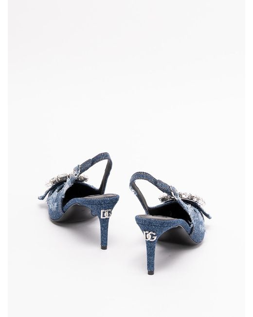 Dolce & Gabbana Blue Patchwork Denim Slingbacks