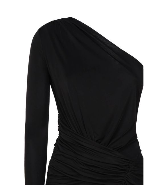 Pinko Black One-shoulder Draped Dress