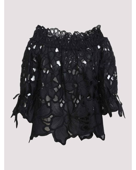 Ermanno Scervino Black Cotton Blouse