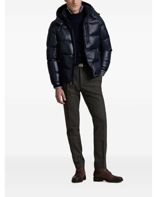 Polo Ralph Lauren Blue The Gorham Glossed Down Jacket With Detachable Hood for men