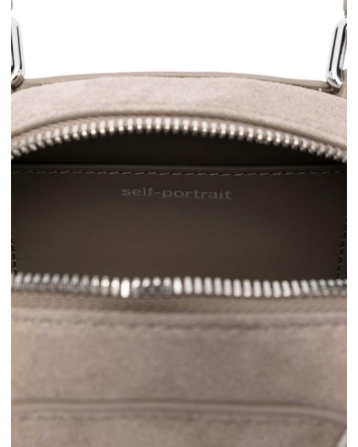 Self-Portrait White Suede Mini Shoulder Bag