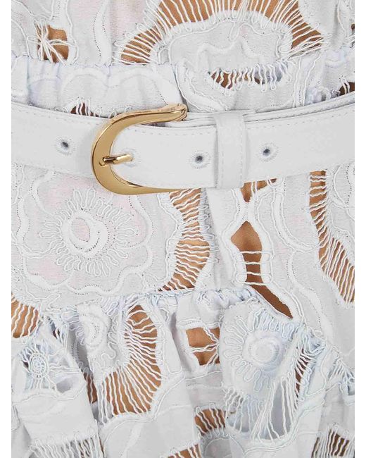 Self-Portrait White Floral Lace Midi Dress