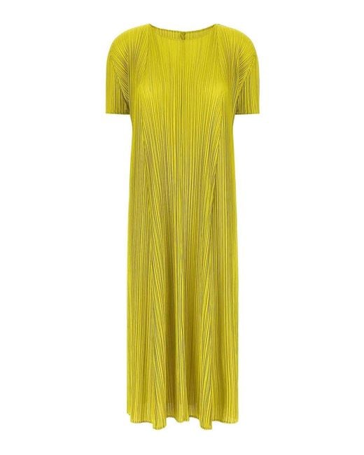 Pleats Please Issey Miyake Yellow Mellow Pleats' Dress