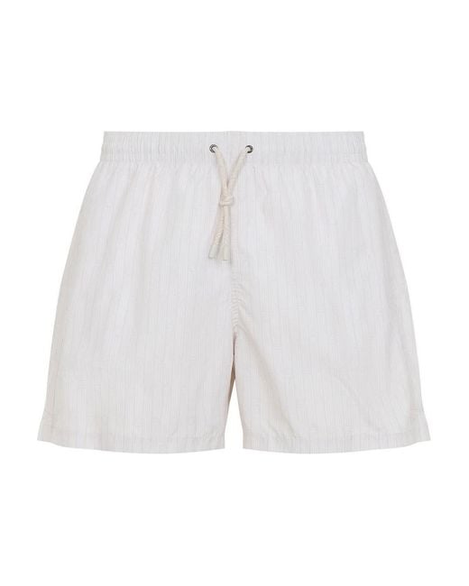Canali White Polyester Swim Shorts for men