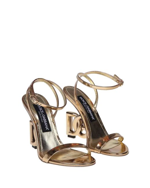 Dolce & Gabbana Metallic Keira Sandal In Mirror Leather