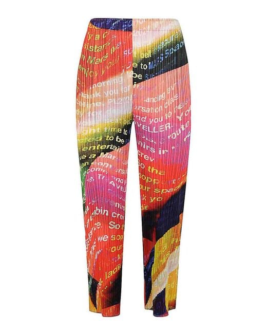 Pleats Please Issey Miyake Red Casual Pants