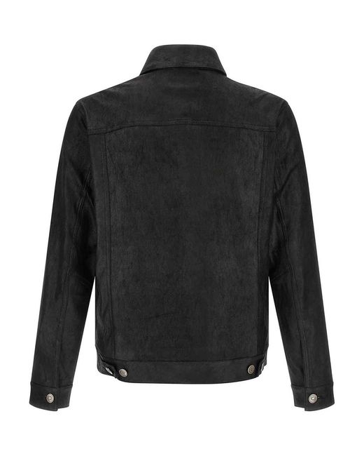 Giorgio Brato Black Leather Jacket for men