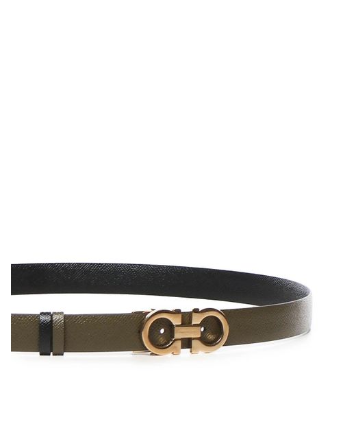 Ferragamo Black Gancini Reversible And Adjustable Belt