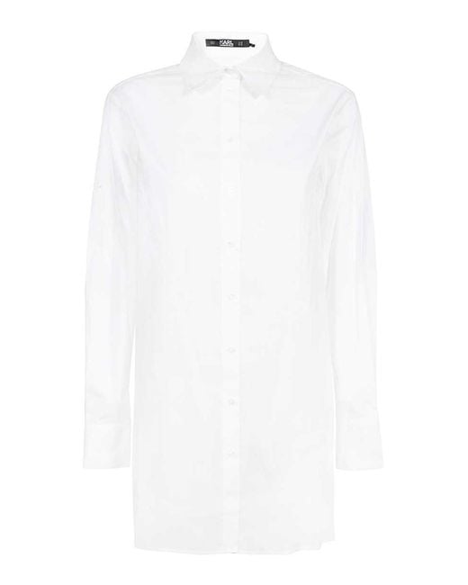 Karl Lagerfeld White Pleated Back Tunic Shirt