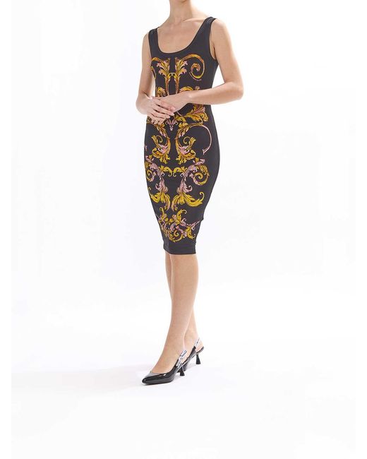 Versace Jeans Couture Black Baroque Organs Dress